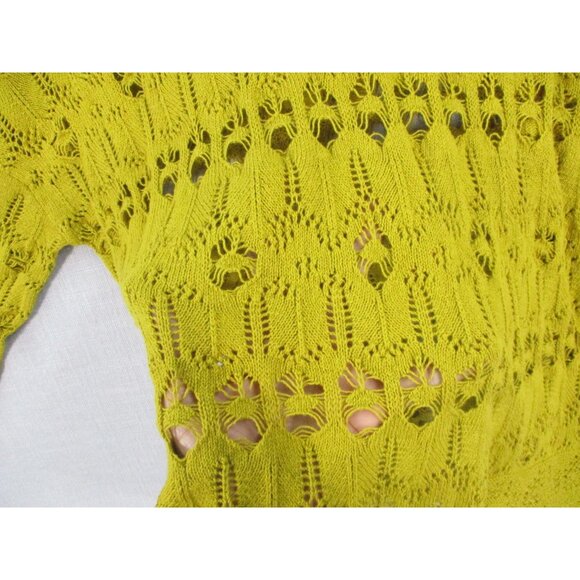 Indigo Thread Co. Olive Green Openwork Cotton Sweater Size - M - Picture 7 of 9